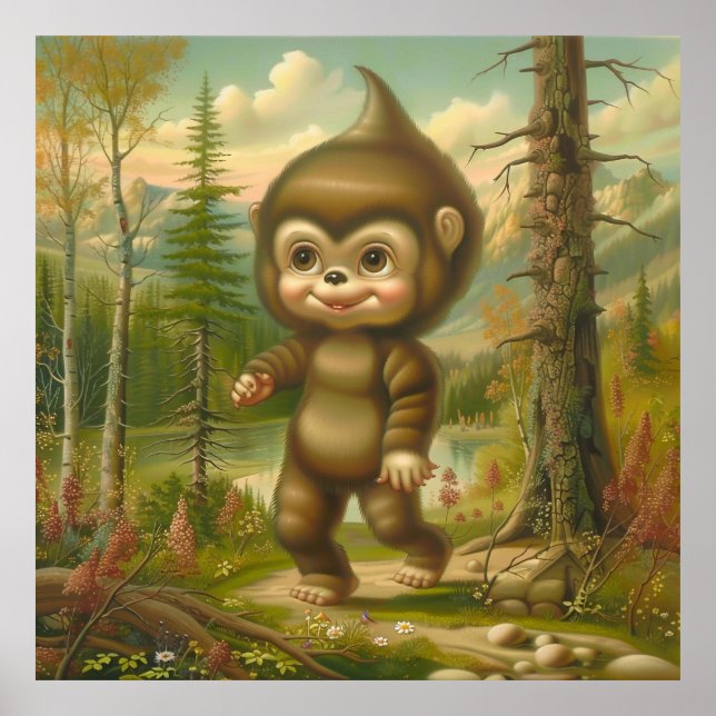 Niedliches Babyhocksasquatsch Poster (Vorne)