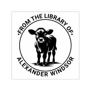 Niedliches Babykalender Kuh Stehender Bibliotheksn Permastempel