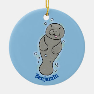 Niedliches Babymädchen mit Blasen-Illustration Keramik Ornament
