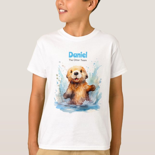 Niedliches Babymeer Otter in Wasser Splash Persona T-Shirt (Vorderseite)