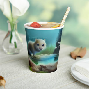 Niedliches Babyotter im Teich - personalisierbar Pappbecher