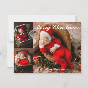Niedliches Baby's First Christmas 3 Foto Collage Postkarte