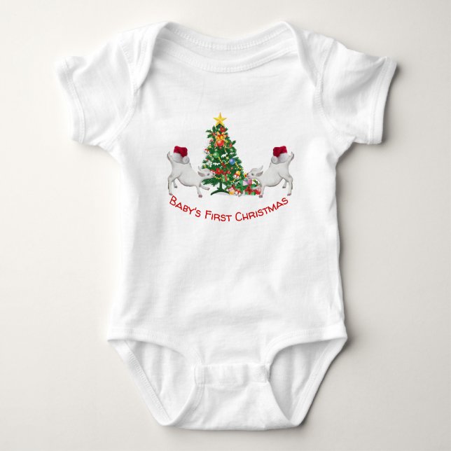 Niedliches Baby's First Christmas Baby Goats and T Strampler (Vorderseite)
