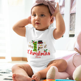 Niedliches Baby's First Christmas Snowman Holly Baby Strampler