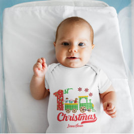Niedliches Baby's First Christmas Train Snowman Baby Strampler