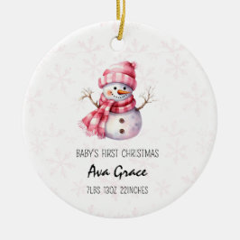 Niedliches Baby's First Christmas Winter Snowman Keramik Ornament