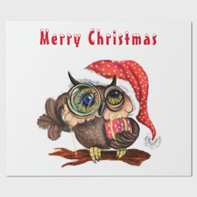 Niedliches Babyschale in Weihnachtshut und Geschen Geschenkpapier (Flach)