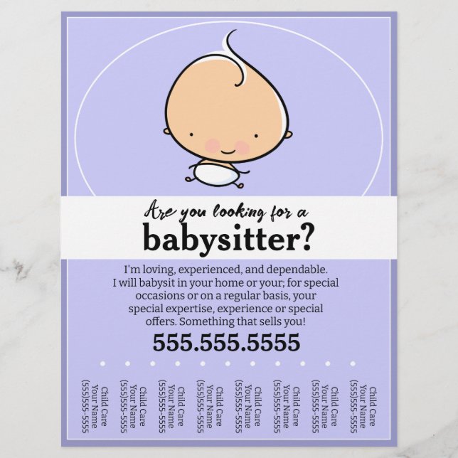 Niedliches Babysitten, Kinderbetreuung, Reißversch Flyer (Vorne)