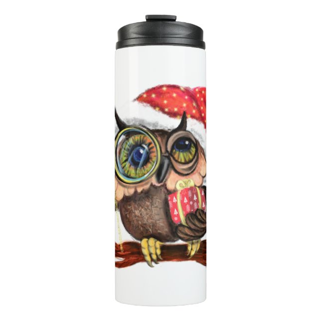 Niedliches Babyuscheln in Weihnachtshutte Thermosbecher (Vorderseite)