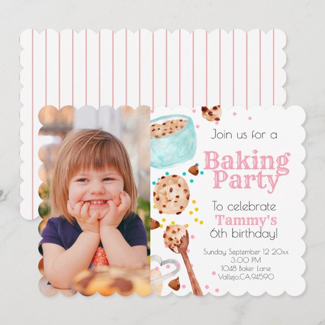 Niedliches Backen Foto Geburtstag einladen Einladung (Vorne/Hinten)