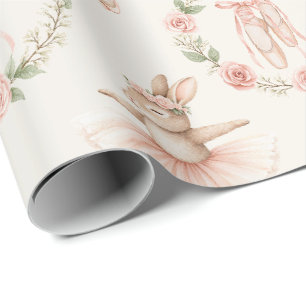 niedliches Ballerina Kaninchen und Blume Geschenkpapier
