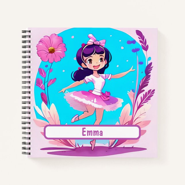 Niedliches Ballerina-Notebook mit individualisierb Notizbuch (Vorderseite)