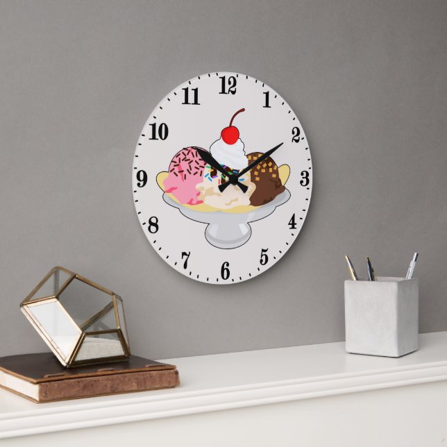 Niedliches Bananenspalteis Große Wanduhr (Büro)
