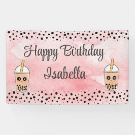 Niedliches Banner für Boba Tea zum Geburtstag