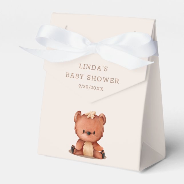 Niedliches Bärengeschlecht Neutral Boho Babydusche Geschenkschachtel (Vorderseite)