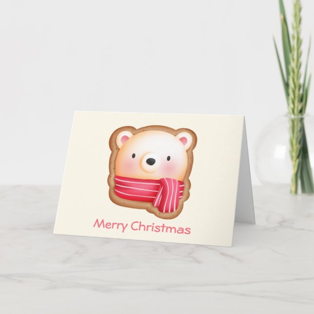 Niedliches Bärenkochenbild Weihnachten Karte (Vorderseite)