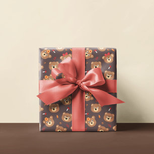 Niedliches Bärenmuster   Brown Geschenkpapier