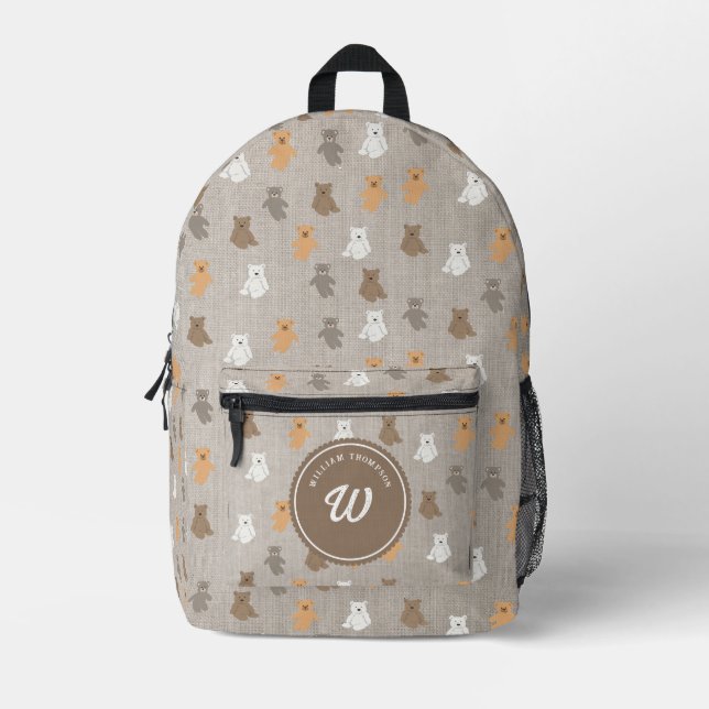 Niedliches Bärenmuster Erstklasseschule Bedruckter Rucksack (Vorderseite)