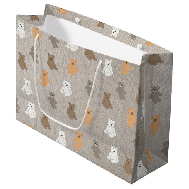 Niedliches Bärenmuster Große Geschenktüte (Vorderseite Schrägansicht)