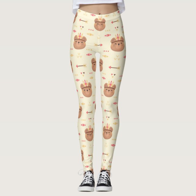 Niedliches Bärenstammmuster Leggings (Vorderseite)