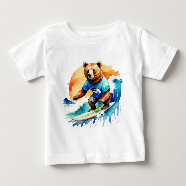 Niedliches Bärensurfen Baby T-shirt (Vorderseite)