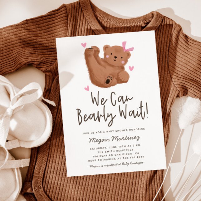 Niedliches Bärenthema Girl Babydusche Einladung (Von Creator hochgeladen)