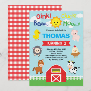 Niedliches Barnyard Birthday Petting Farm Animans  Einladung