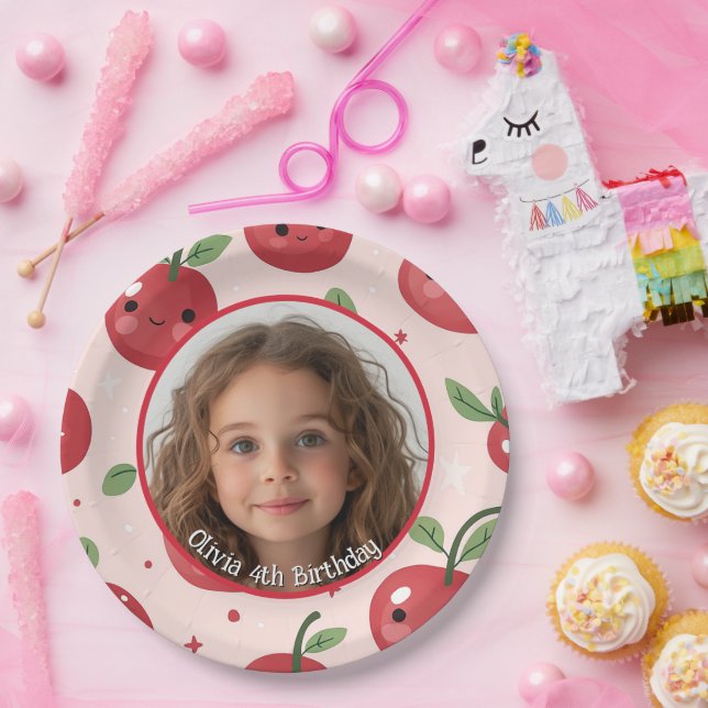 Niedliches Barry Custom Foto und Name Paper Plate Pappteller (Party)