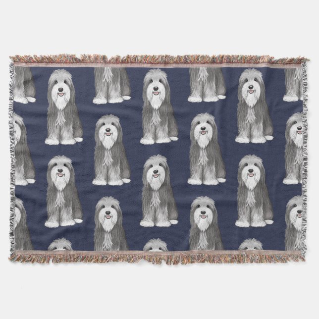 Niedliches bärtiges Collies-Muster Decke (Vorderseite)