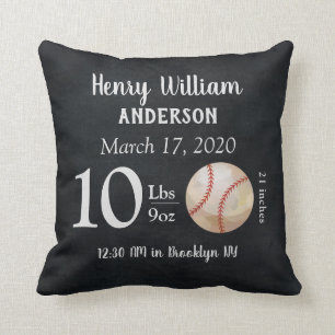 Niedliches Baseball Sports Ball Baby Birth Stats K Kissen