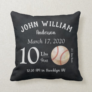 Niedliches Baseball Sports Ball Baby Birth Stats K Kissen
