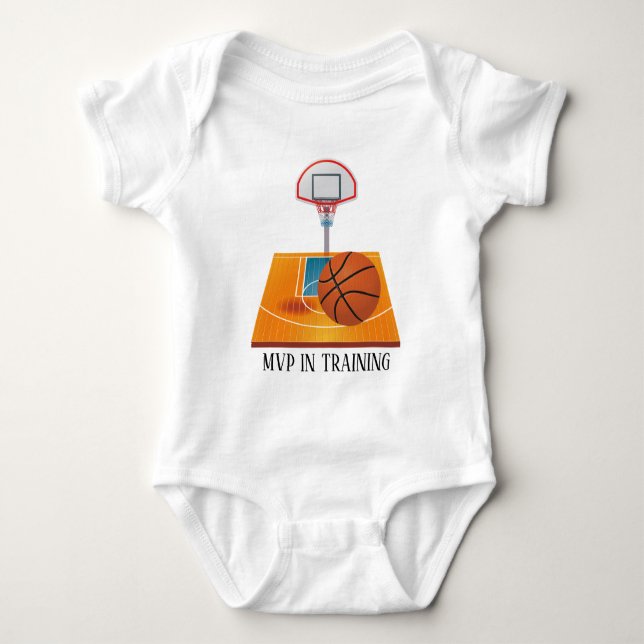 Niedliches Basketball-Sporttraining - Text Baby Strampler (Vorderseite)