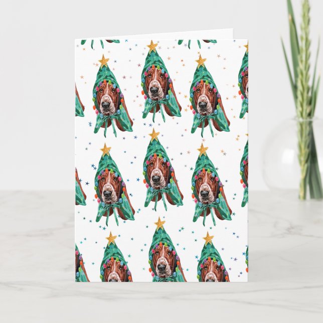Niedliches Basset Hound Dog Muster Weihnachten (Vorderseite)