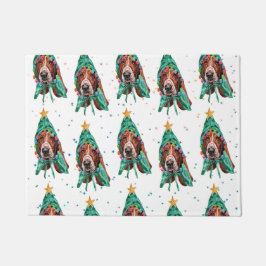 Niedliches Basset Hound Dog Muster Weihnachten Fußmatte