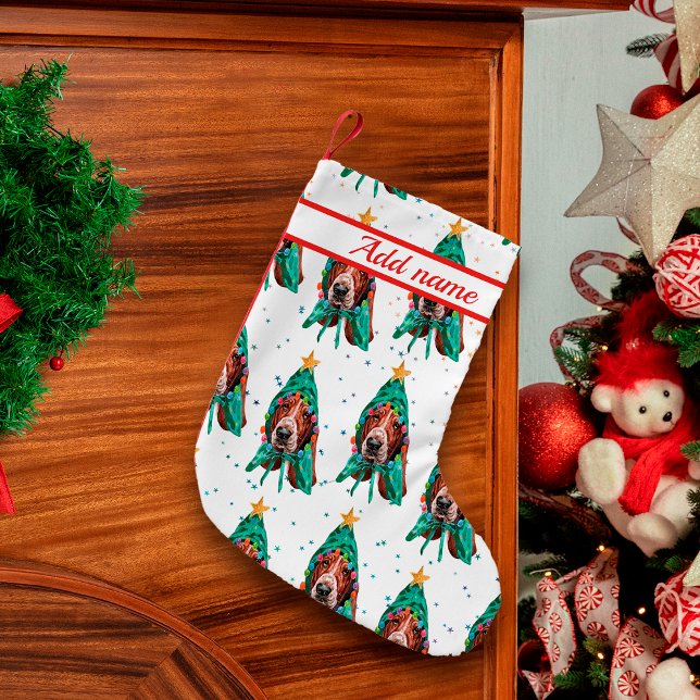 Niedliches Basset Hound Dog Muster Weihnachten Kleiner Weihnachtsstrumpf (Von Creator hochgeladen)