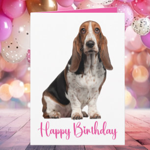 Niedliches Basset Hound Geburtstag Rosa Hunde Mama Karte