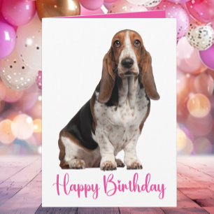 Niedliches Basset Hound Geburtstag Rosa Hunde Mama Karte