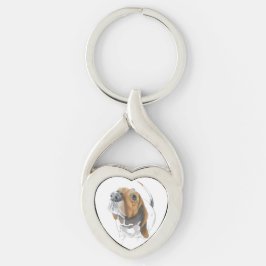 Niedliches Basset Hound Nah Up Liebe Schlüsselanhänger