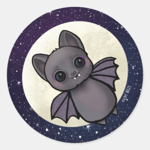 Niedliches Bat KiniArt Halloween Runder Aufkleber