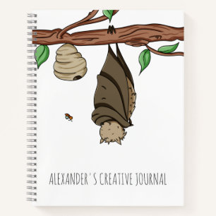 Niedliches Bat Sleeping Kids Art Sketch Notizbuch