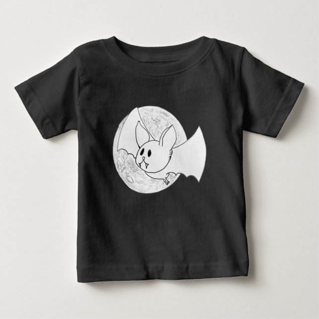 Niedliches Bat und MondHalloween Baby T-shirt (Vorderseite)