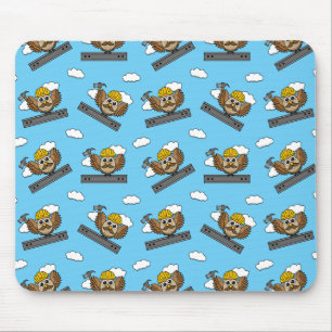 Niedliches Bauarbeiter-Owl mit Hard Hat Cartoon Mousepad