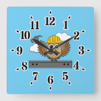 Niedliches Bauarbeiter-Owl mit Hard Hat Cartoon