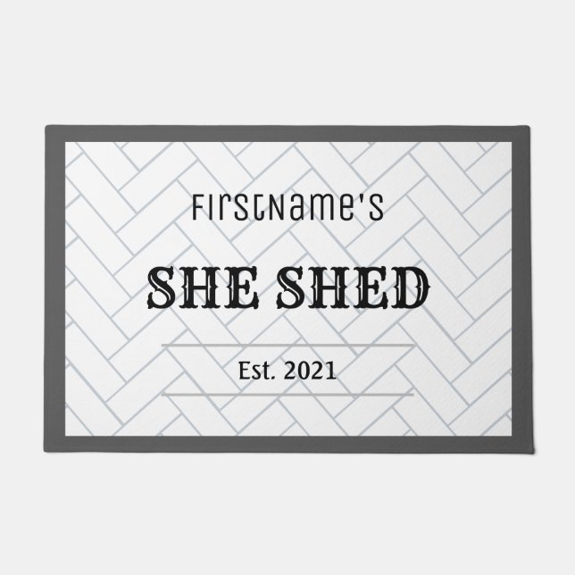 Niedliches Bauernhaus gegründet sie Shed Tile Desi Fußmatte (Vorderseite)