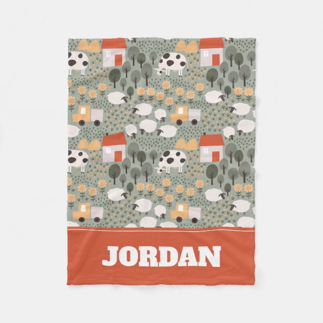 Niedliches Bauernmuster Fleecedecke (Vorderseite)