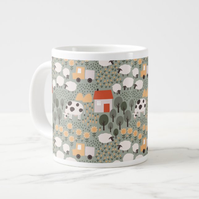Niedliches Bauernmuster Jumbo-Tasse (Vorderseite Links)