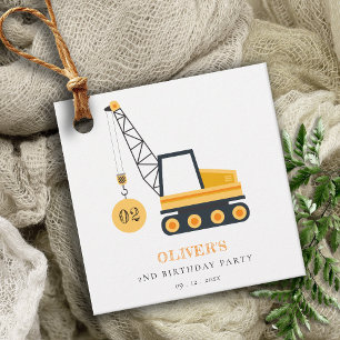 Niedliches Baukranfahrzeug jeden Geburtstag Geschenkanhänger