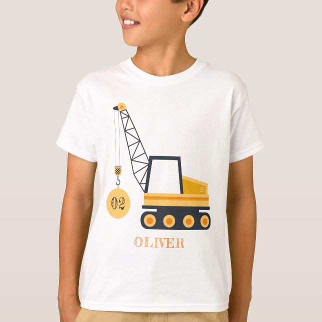 Niedliches Baukranfahrzeug jeden Geburtstag T-Shirt (Vorderseite)