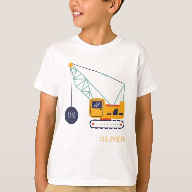 Niedliches Baukranfahrzeug jeden Geburtstag T-Shirt (Vorderseite)