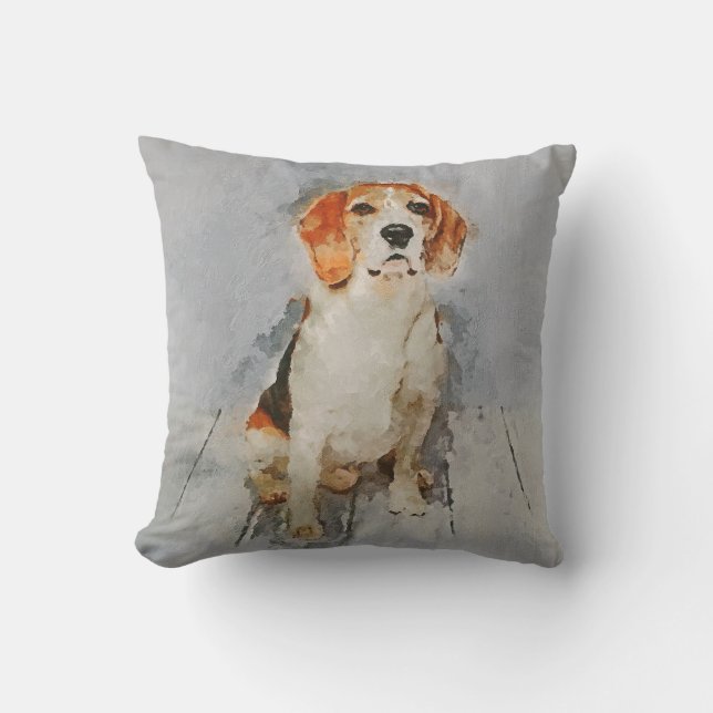Niedliches Beagle-Porträt Kissen (Vorderseite)